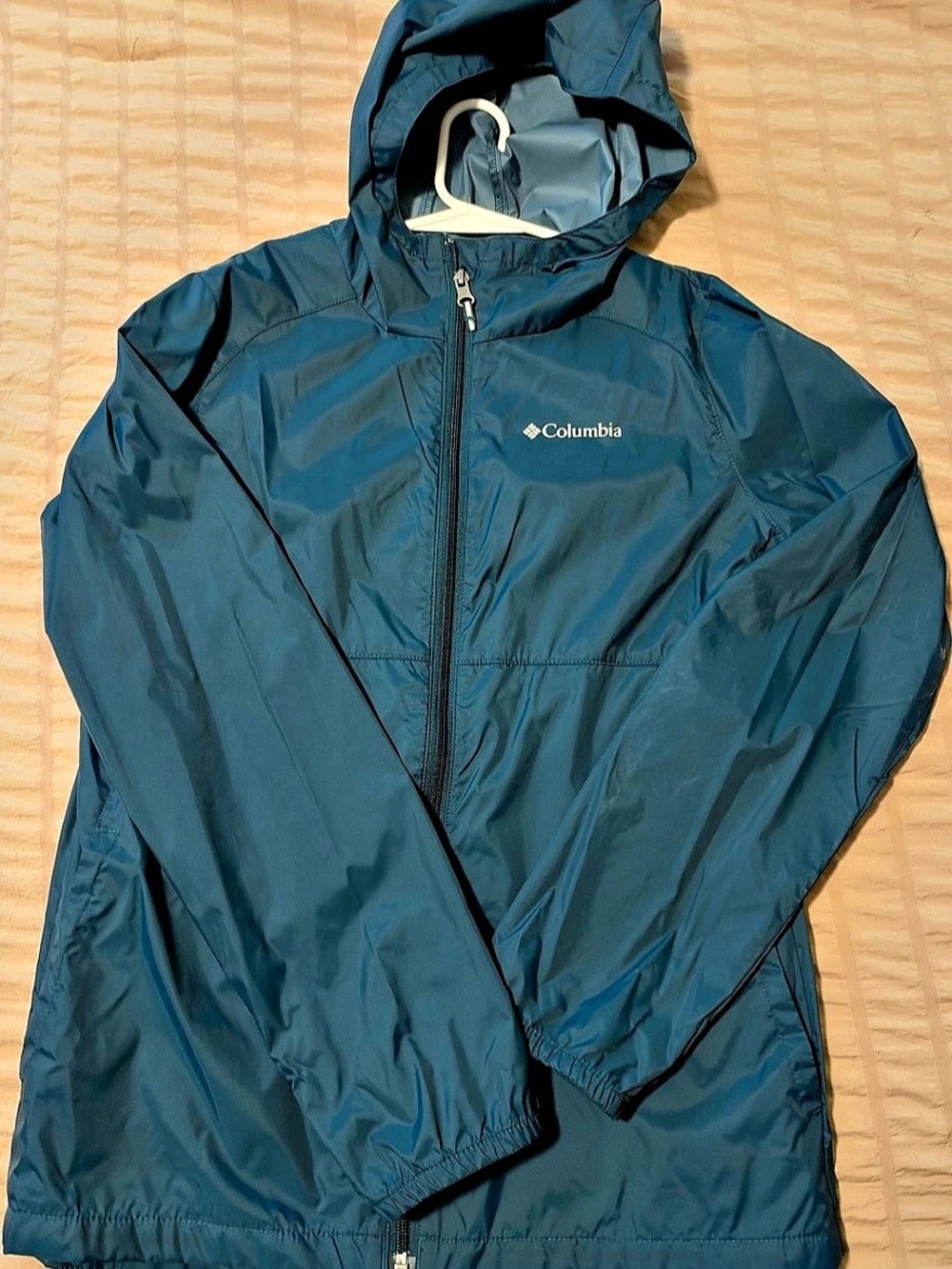 Columbia Youth Waterproof Hooded Rain Jacket Blue
